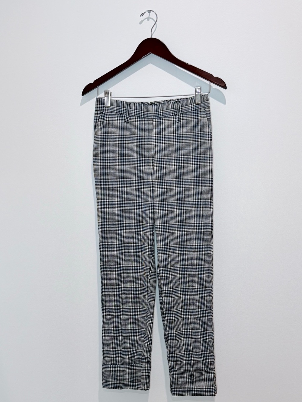 Bluespice - Baby Blue Plaid Cuffed Women’s Pants (Size: S)